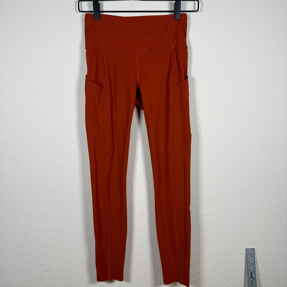 LULULEMON FAST AND FREE Leggings 25 Orange Rust High Rise Athletic Pocket